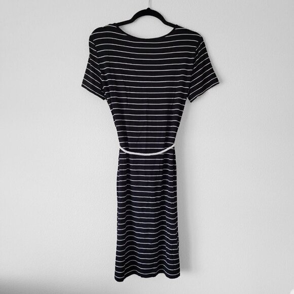 NWOT Calvin Klein Black Stripe Rope Belt Nautical Dress - Picture 6 of 11